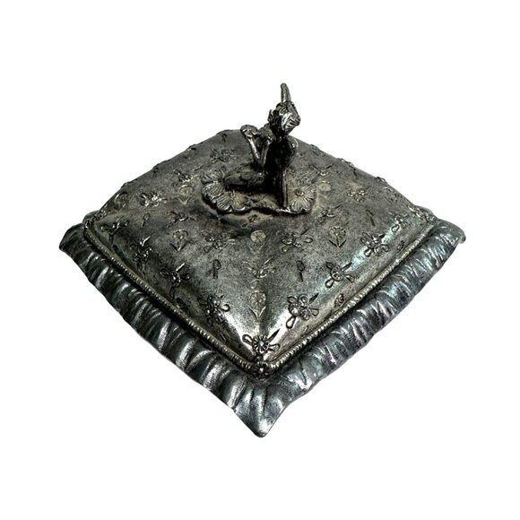 TOOTH FAIRY TRINKET BOX BY METZKE MADE IN USA PEWTER PILLOW 3" X 3" - Picture 3 of 6
